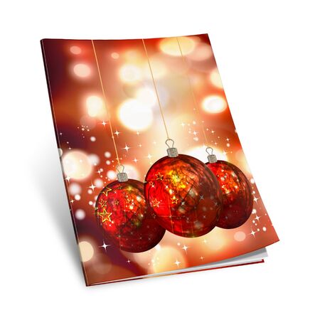 3d render christmas notebook on a white backgroundの写真素材