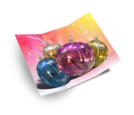 3D christmas postcards on a white backgroundの写真素材