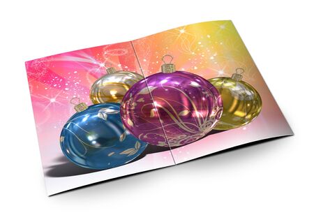 3D christmas postcards on a white backgroundの写真素材