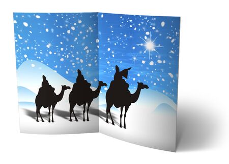 3D christmas postcards on a white backgroundの写真素材
