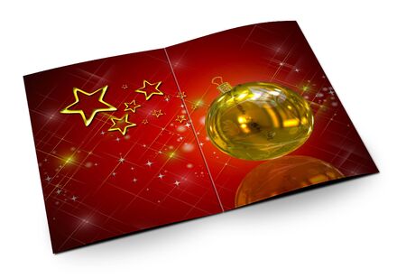 3D christmas postcards on a white backgroundの写真素材