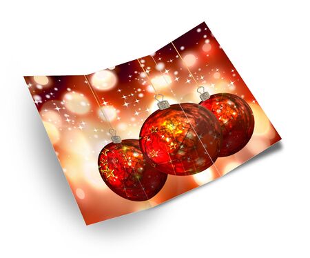 3D christmas postcards on a white backgroundの写真素材