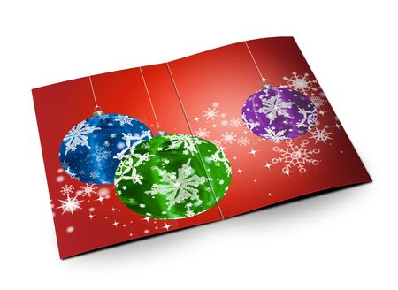 3D christmas postcards on a white backgroundの写真素材
