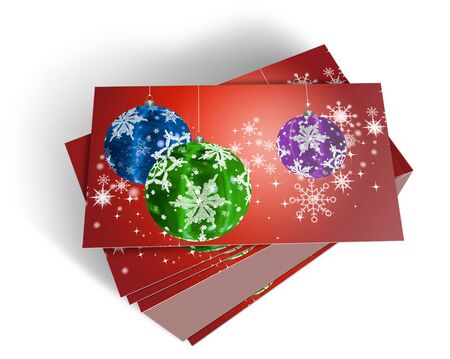3D christmas postcards on a white backgroundの写真素材