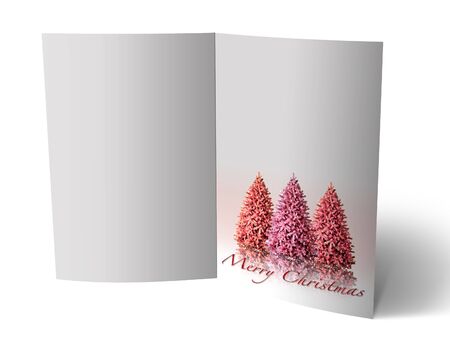3D christmas postcards on a white backgroundの写真素材