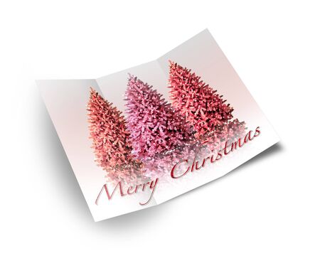 3D christmas postcards on a white backgroundの写真素材