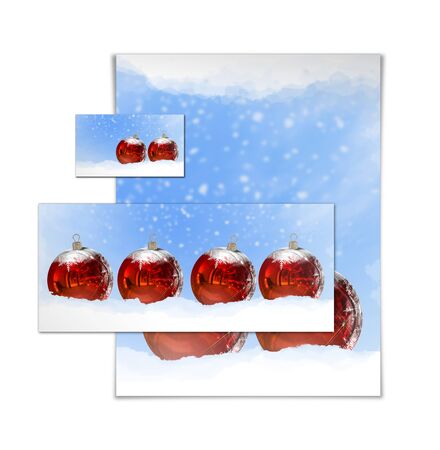 3D christmas postcards on a white backgroundの写真素材