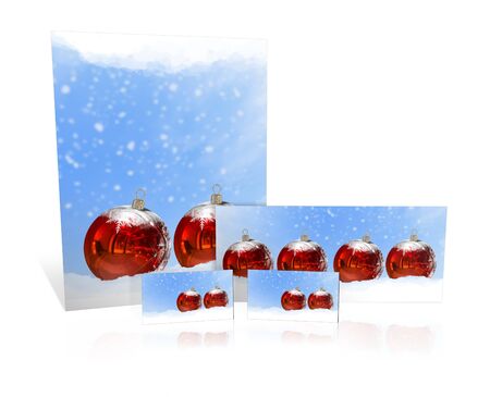 3D christmas postcards on a white backgroundの写真素材