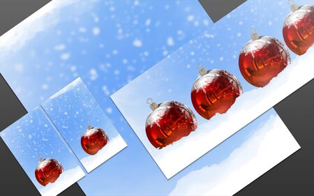 3D christmas postcards on a white backgroundの写真素材