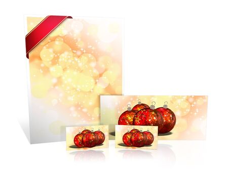 3D christmas postcards on a white backgroundの写真素材