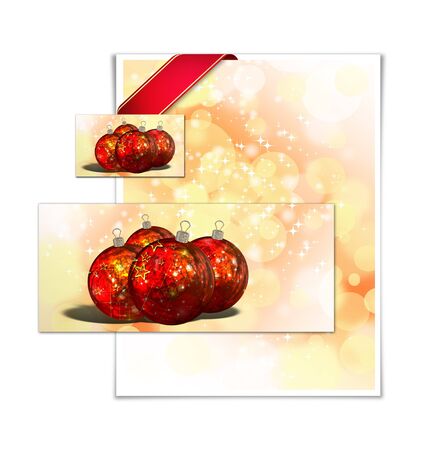 3D christmas postcards on a white backgroundの写真素材