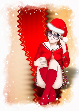 Santa Claus women Background , Christmas  Cardの写真素材