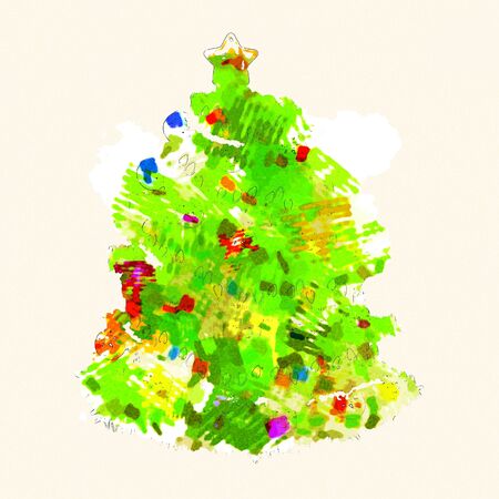 Illustration of isolated decorative Christmas Treeの写真素材