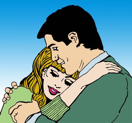 illustrations of young couples in loveの写真素材