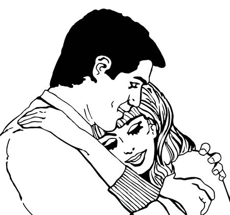 illustrations of young couples in loveの写真素材