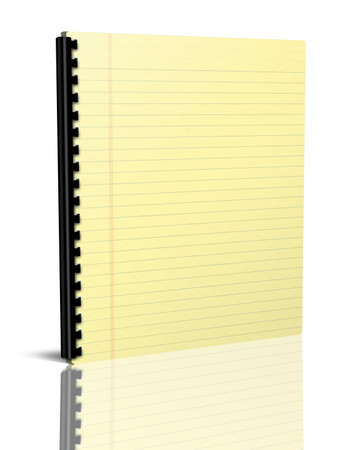 3d Illustration of a notebook with yellow leavesの写真素材