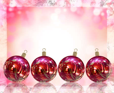 Christmas card illustration showing Christmas ballsの写真素材