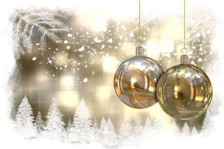 Christmas card illustration showing Christmas ballsの写真素材