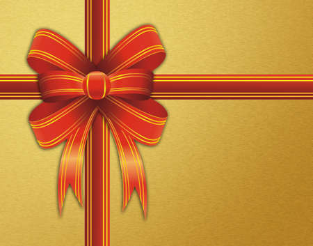 Christmas gift pack with a red ribbonの写真素材