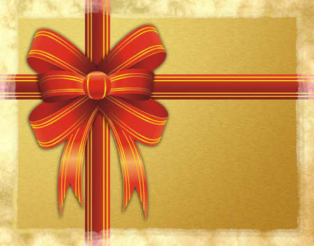 Christmas gift pack with a red ribbonの写真素材