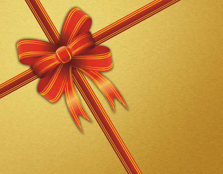 Christmas gift pack with a red ribbonの写真素材