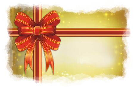 Christmas gift pack with a red ribbonの写真素材