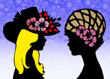 Closeup  of women on a colored backgroundの写真素材