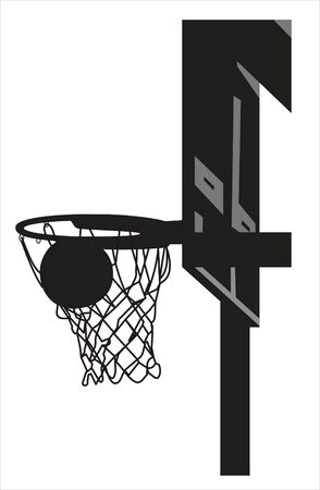 Silhouette of a basketball going into the basketの写真素材