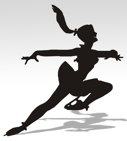Illustration of a woman skating on an ice rinkの写真素材