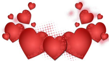 background with red hearts illustrationの写真素材