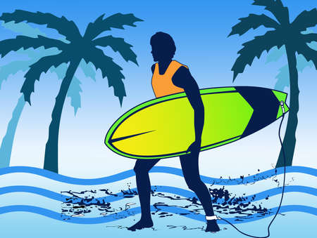 man surfing at the beachの写真素材