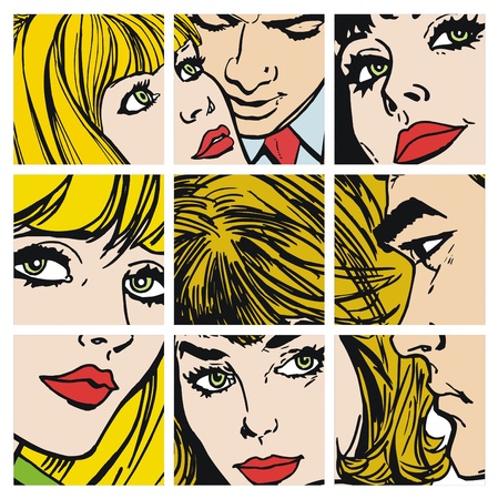 collection of illustrations young couple in loveの写真素材