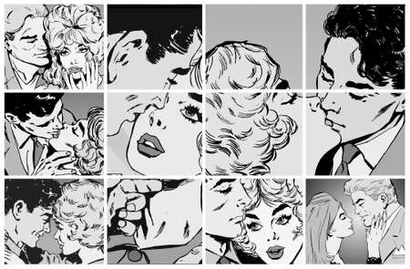 collection of portraits of young couples in loveの写真素材