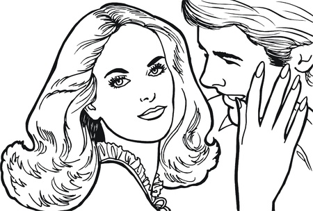 collection of illustrations young couple in loveの写真素材