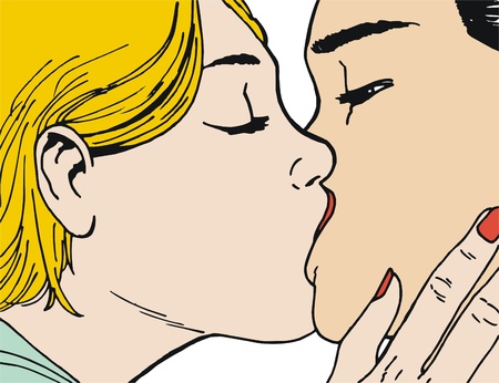 collection of illustrations young couple in loveの写真素材