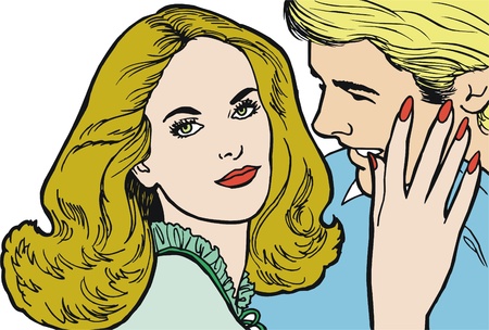 collection of illustrations young couple in loveの写真素材