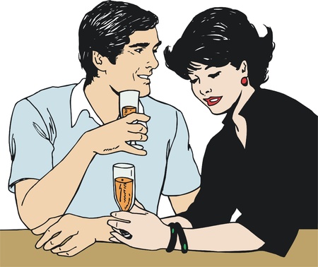 collection of illustrations young couple in loveの写真素材