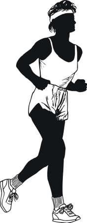 black i white illustration of a woman doing gymnasticsの写真素材