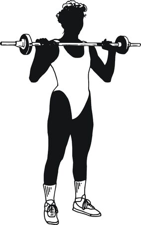 black i white illustration of a woman doing gymnasticsの写真素材