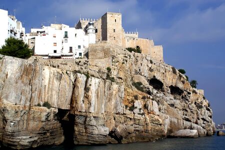 Views of the City Lighthouse and Castle of Papa Luna - Peniscola (Castellon) Costa Azahar-Spain-Maestrat Baixの写真素材