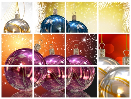 Collection of Christmas balls picturesの写真素材