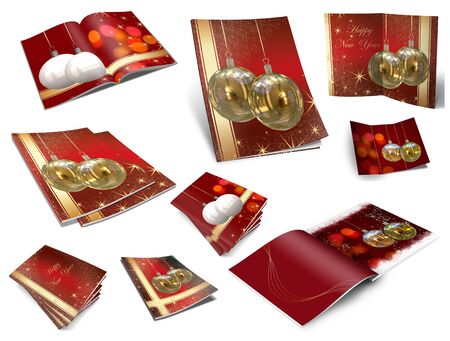 Collection of Christmas balls picture booksの写真素材