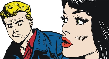 Illustration of a couple in loveの写真素材