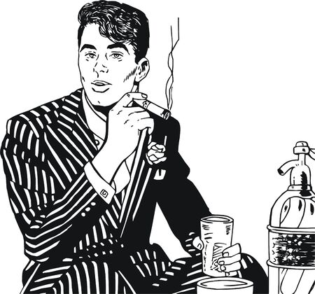 illustration of a businessman, drawn in comic styleの写真素材