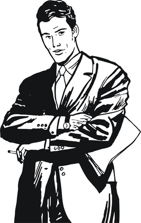 illustration of a businessman, drawn in comic styleの写真素材
