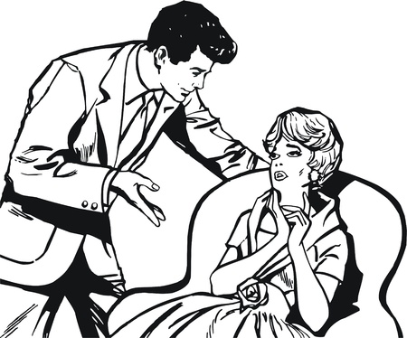 vintage Illustration ,couple of loversの写真素材