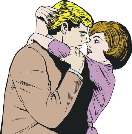 vintage Illustration ,couple of loversの写真素材