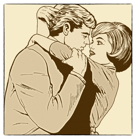vintage Illustration ,couple of loversの写真素材