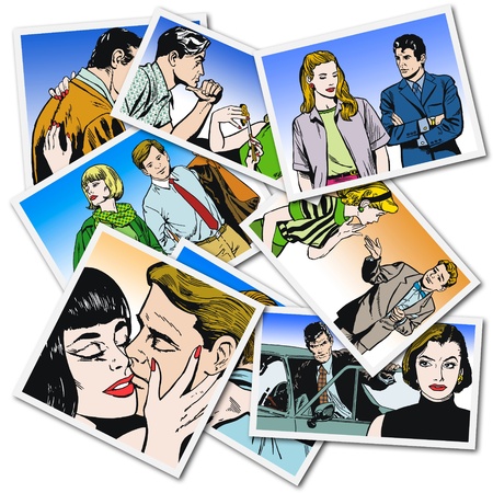 vintage Illustration ,couple of loversの写真素材
