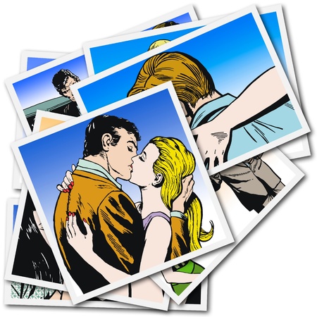 vintage Illustration ,couple of loversの写真素材